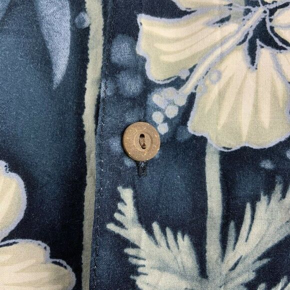 Hawaiian Moon Aloha Shirt Men’s XL Blue White Hibiscus Flower Button Front - Picture 6 of 7